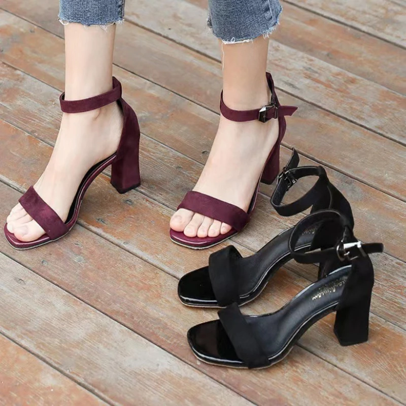 Women's Summer Fashion Sandals Medium High Heel Outdoor Roman Elegant Wedding Shoes Bridal Buckle Strap comfort pumps