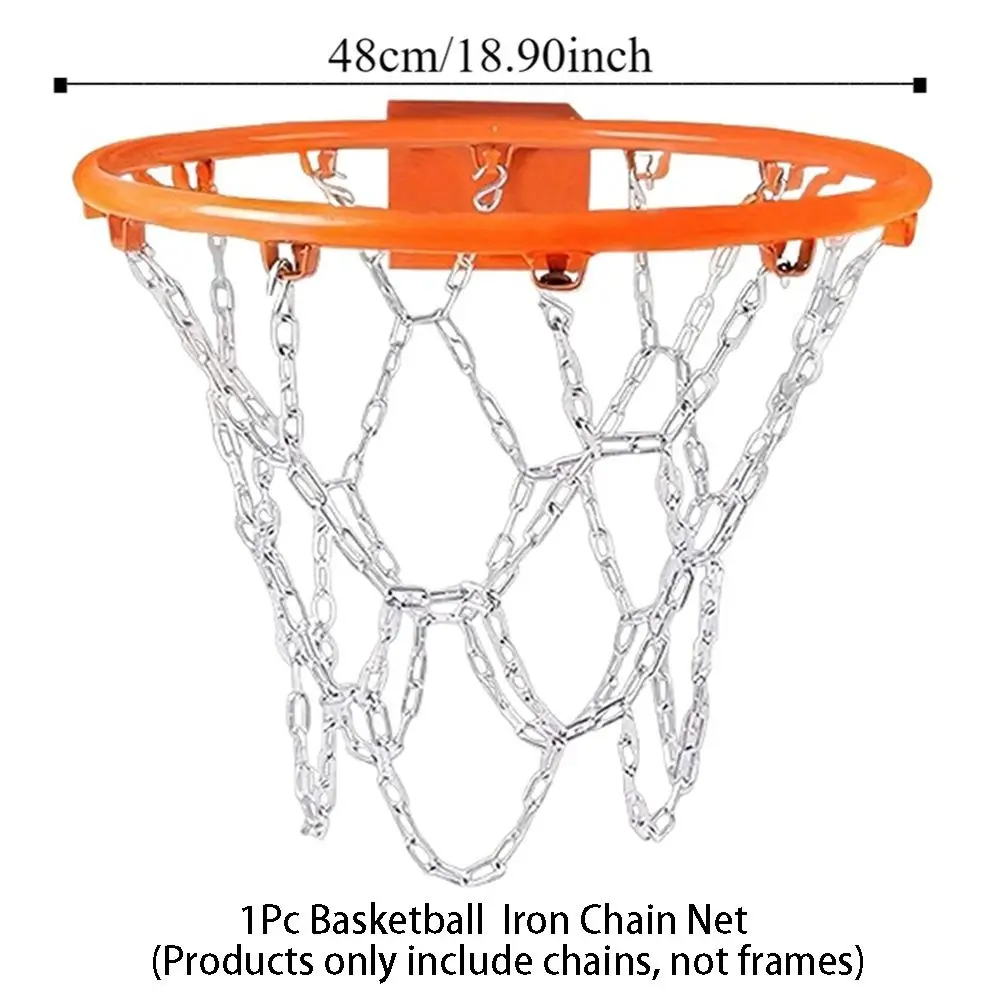 12-Reifen-Basketball-Kettennetz aus Eisen, keine Verformung, verdicktes Basketballkorb-Netz, Ersatz, universeller hängender Basketballkorb