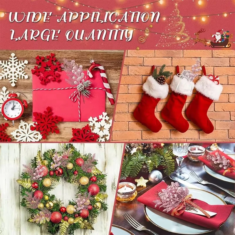 5Pcs Christmas Decoration Glitter Berrie Artificial Flower Bouquet Christmas Tree Ornaments for Home New Year 2025 Navidad Decor