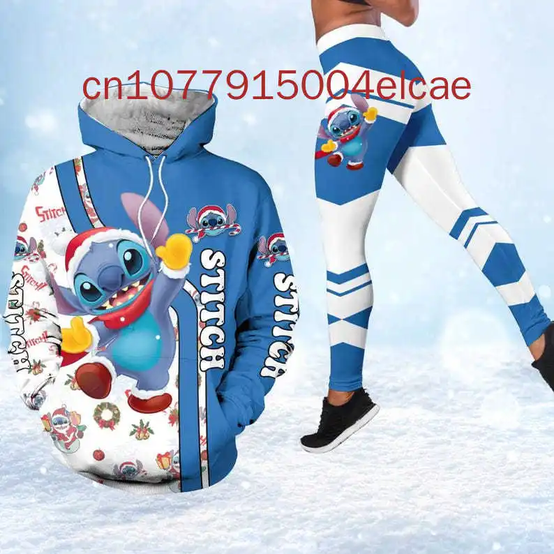 Christmas Stitch 3D Hoodies Women Hoodies Set Disney Yoga Pants Sweatpants Women Disney Yoga Hoodies Leggings Fashion Sportswear