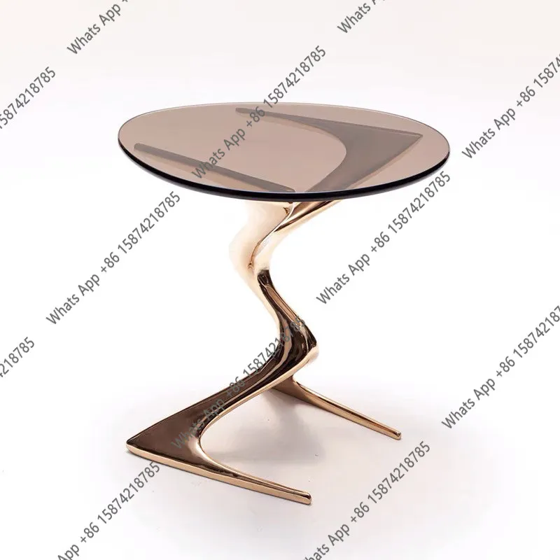 Nordic  special-shaped light luxury thin-legged coffee table creative glass fiber reinforced plastic electroplating villa  table