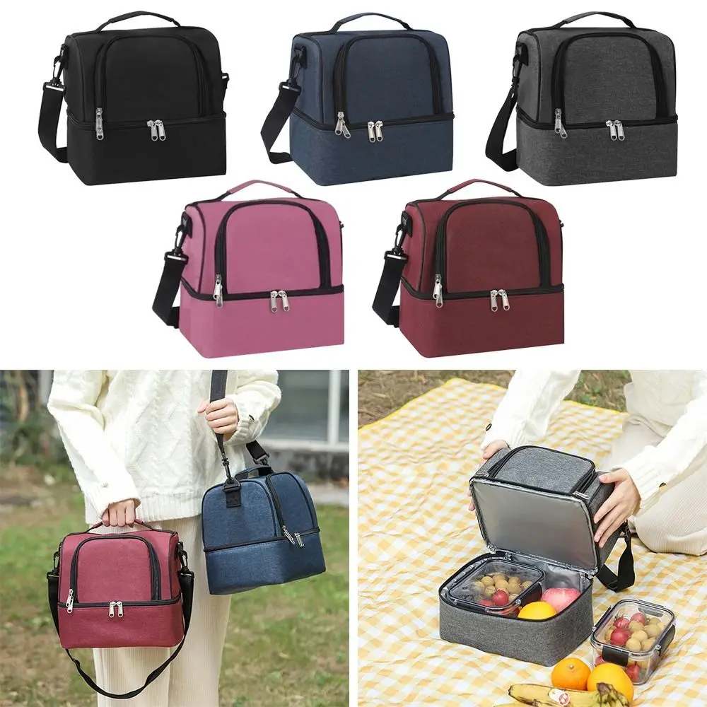 

Large Capacity Insulated Lunch Bag Reusable Waterproof Storage Tote Bag with Shoulder Strap Food Drink Storage
