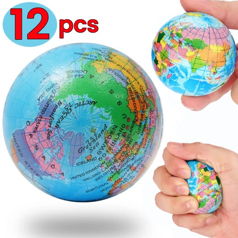 Imagem -01 - Earth Squeeze Balls For Kids And Adults Soft Foam Globe Stress Relief Squeeze Toys Hand Wrist Exercise Sponge Educational Gifts earth squeeze balls for kids and adults soft foam globe stress relief squeeze toys hand wrist exercise sponge educational gifts 01