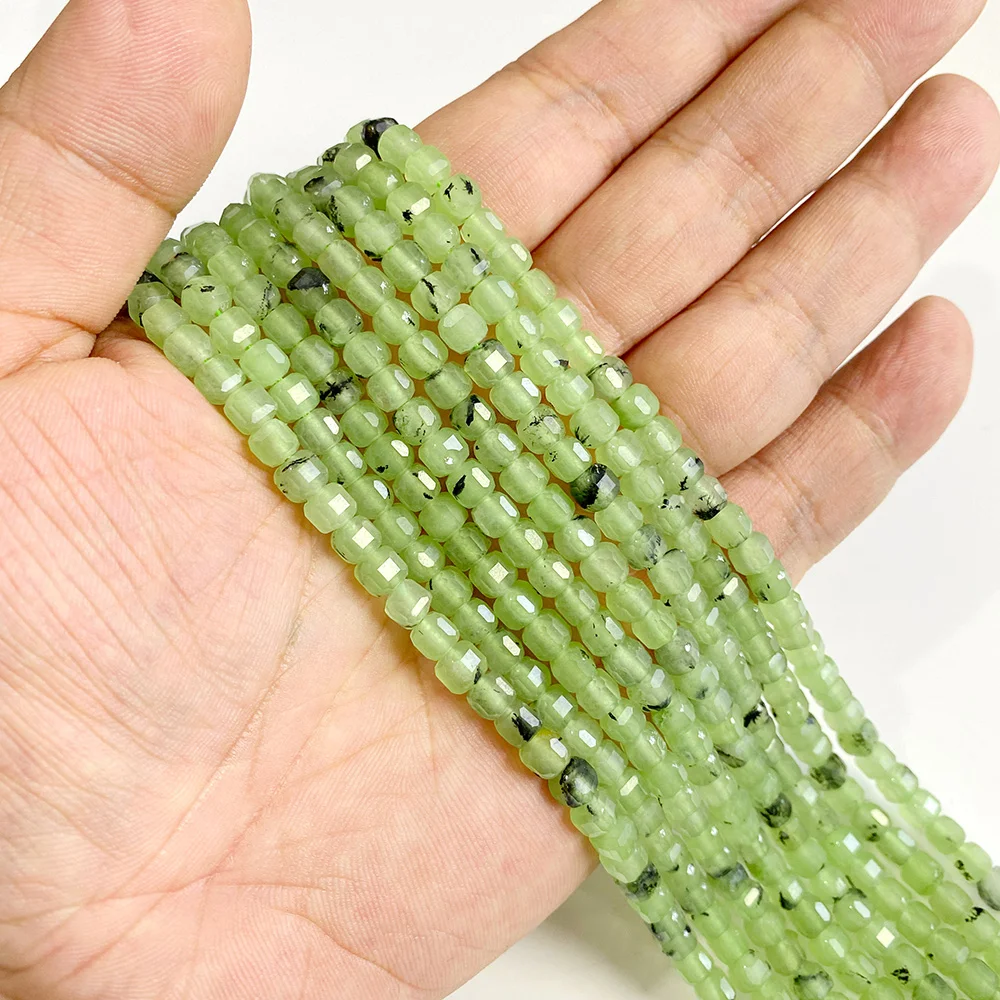 Green Prehnites Round Loose Spacer Beads For Jewelry Natural Smooth Quartz Stone Beads DIY Making Bracelet Necklace Supplies