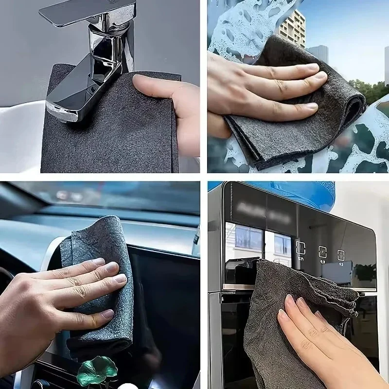 Thickened Microfiber Magic Cleaning Cloth, Lint‑Free Reusable Washable Cleaning Rags for Kitchen Glass Car, Glass Clean Towel