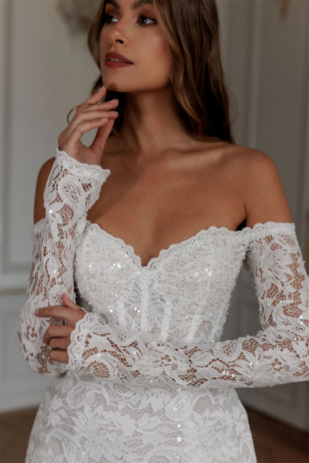 Bella White Mini Prom Dresses Off the Shoulder Lace Appliques Wedding Dress Elegant Lace-up Back Customized Vestidos De Fiesta