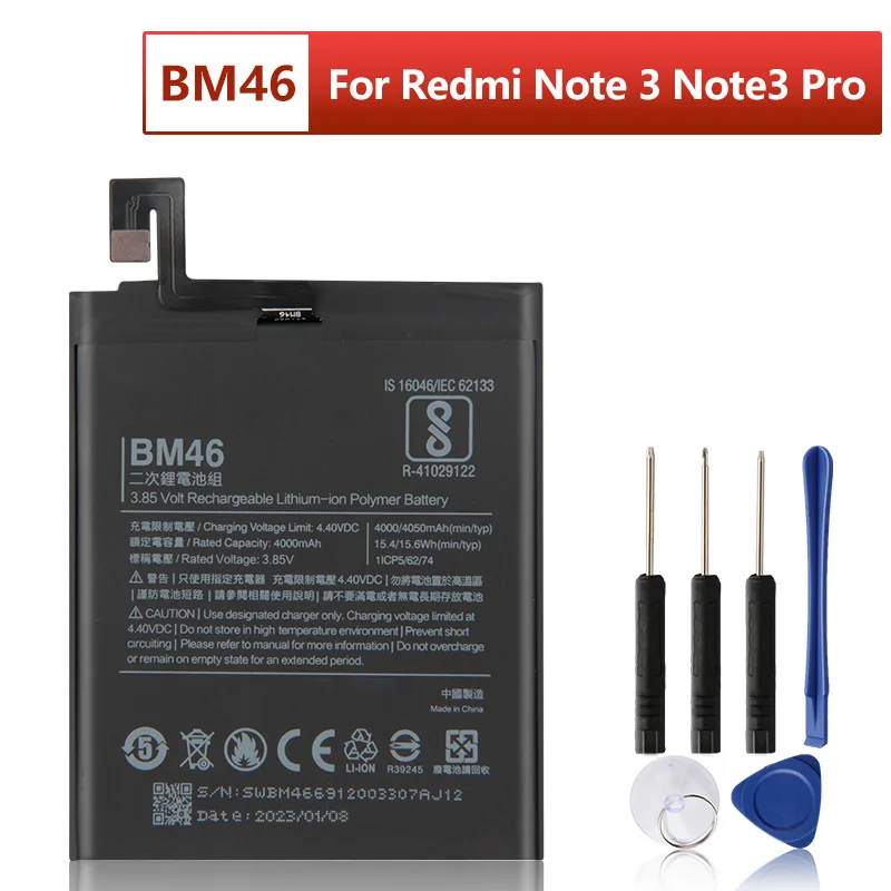 

NEW Replacement Battery BM46 For Xiaomi Redmi Note 3 Note 3 Pro Phone Battery 4050mAh