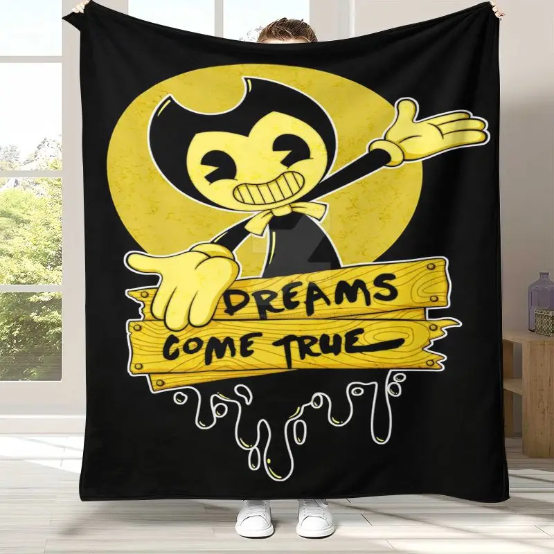 Horror Game B-Bendy Cartoon Soft Flannel Throw Blanket,Cozy Blanket for Bed,Sofa,Living Room,Picnic,Camping,Home Decor