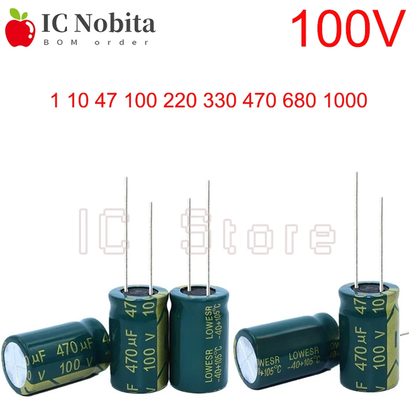 

100V Capacitor Low ESR High Frequency 1 10 47 100 220 330 470 680 1000uf Aluminum Electrolytic Capacitor