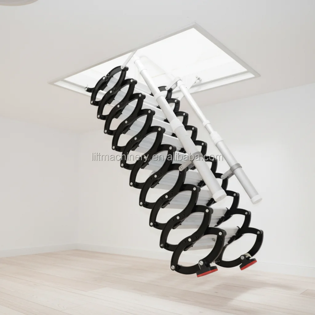 Modern Telescopic Folding Loft Ladder With Handrail