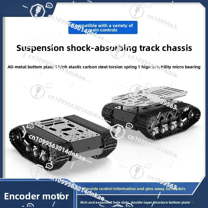 All-Metal Tank Robot Coded Motor Intelligent Trolley Chassis Crawler Chassis with Suspended Strong Shock Absorption for Robotic