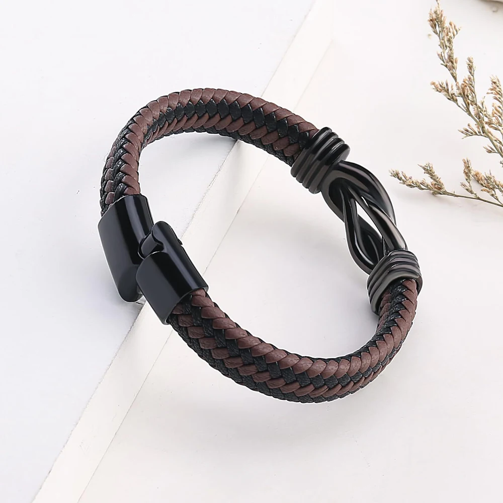 Men Leather Bracelets Birthday Gifts for Dad New Dad Daddy to Be Brother Boys Men Him on Christmas Valentines Day Father\'s Day