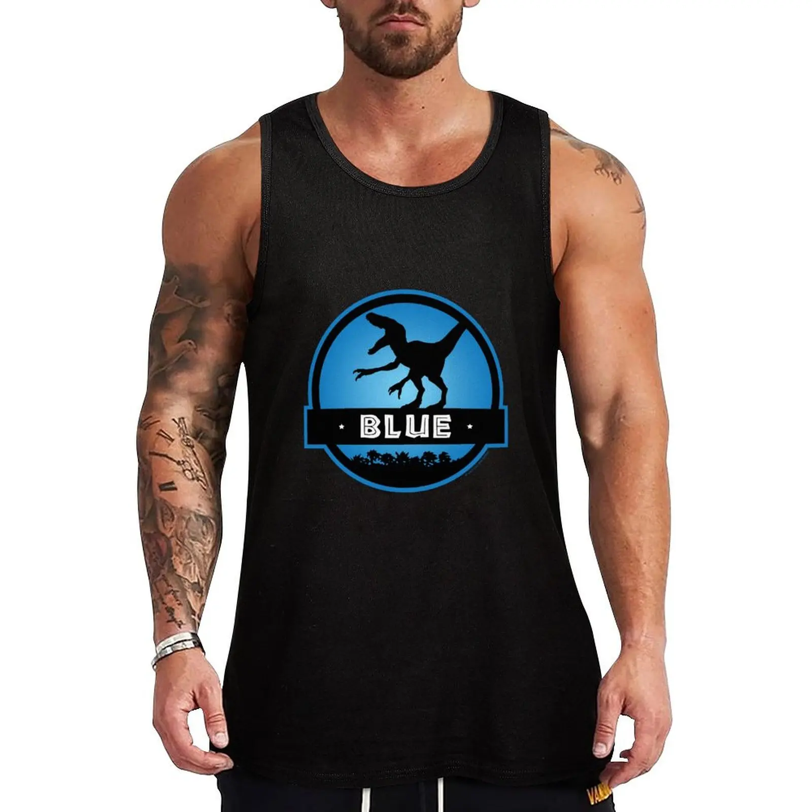 Velociraptor Blue Squad Tank Top Man summer clothes Men's tops cotton t-shirts man clothes for men summer