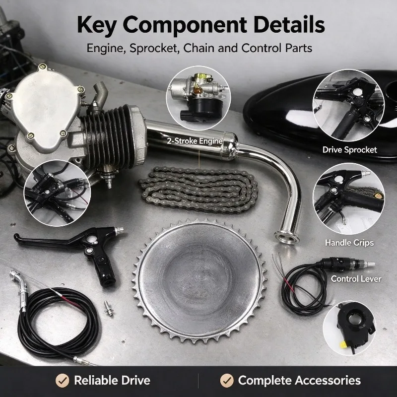 Bicycle Engine F80 80CC 47MM Bore Two Stroke  Motor CE Certified For Bicycle Modification And Outdoor Riding