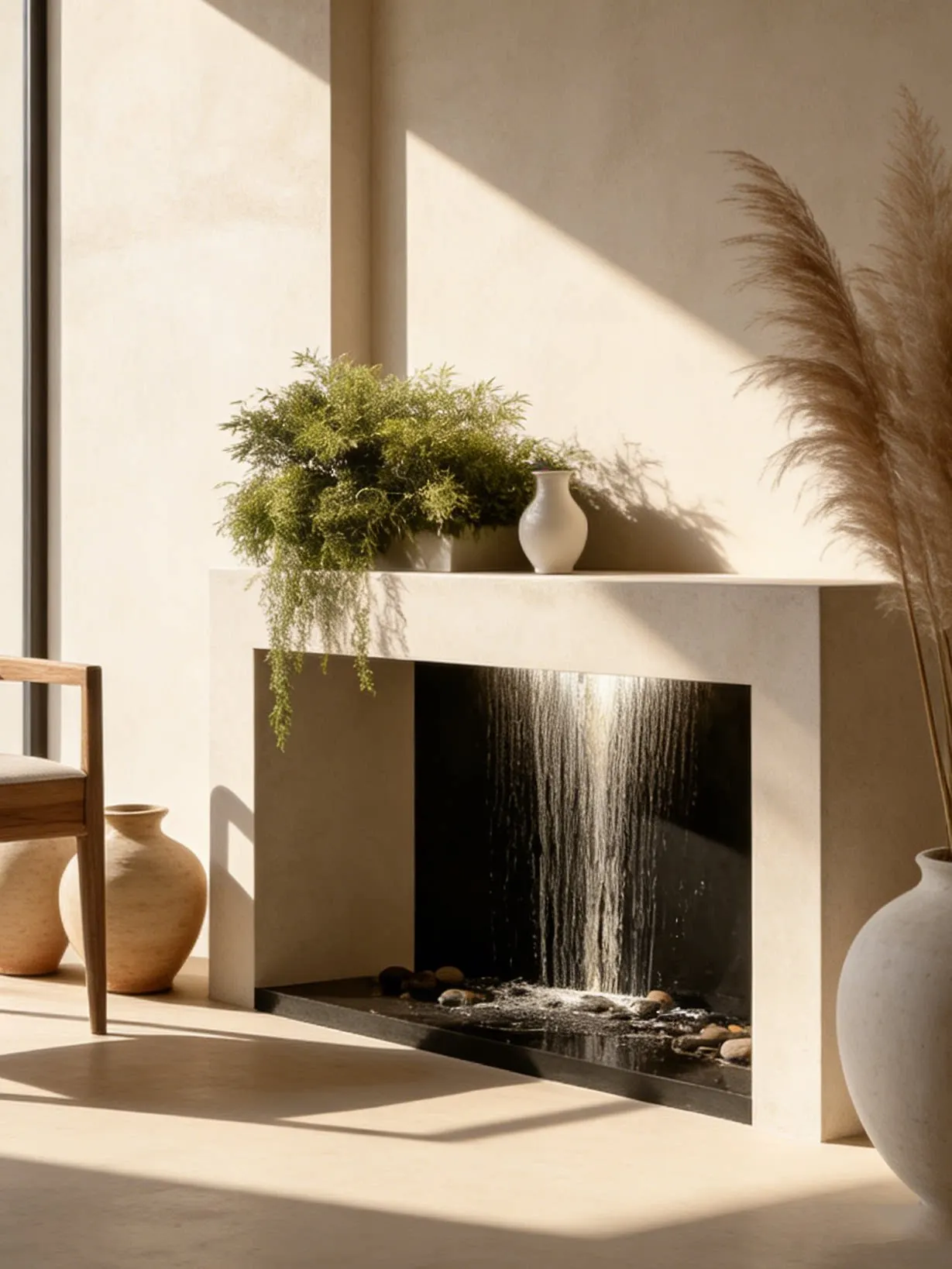 Entrance cabinet countertop waterfall decoration modern simple foyer cabinet water feature Entrance platform