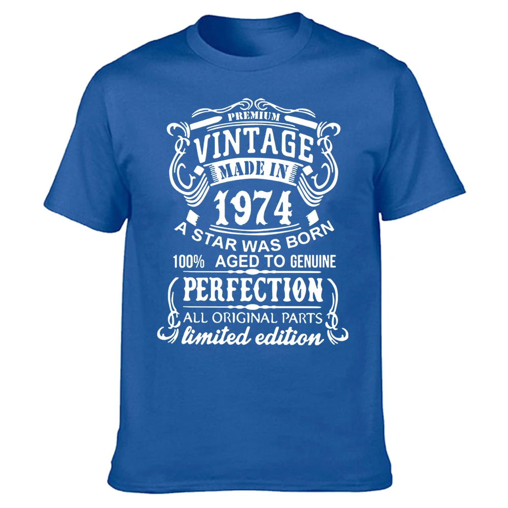 

Vintage 1974 Aged to Perfection T Shirts Graphic Cotton Streetwear Short Sleeve Original Parts Retro Birthday Gift T-shirt