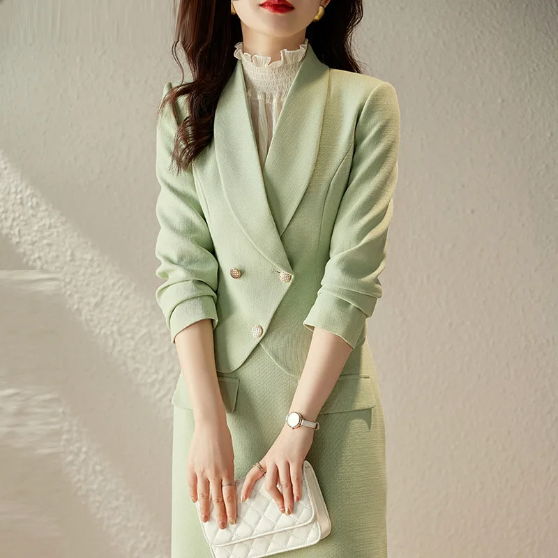 2023Long Sleeve Fashion Suit Premium Small Blazer Women's Jacket Two-Piece Work Uniform Women's Skirt Workwear