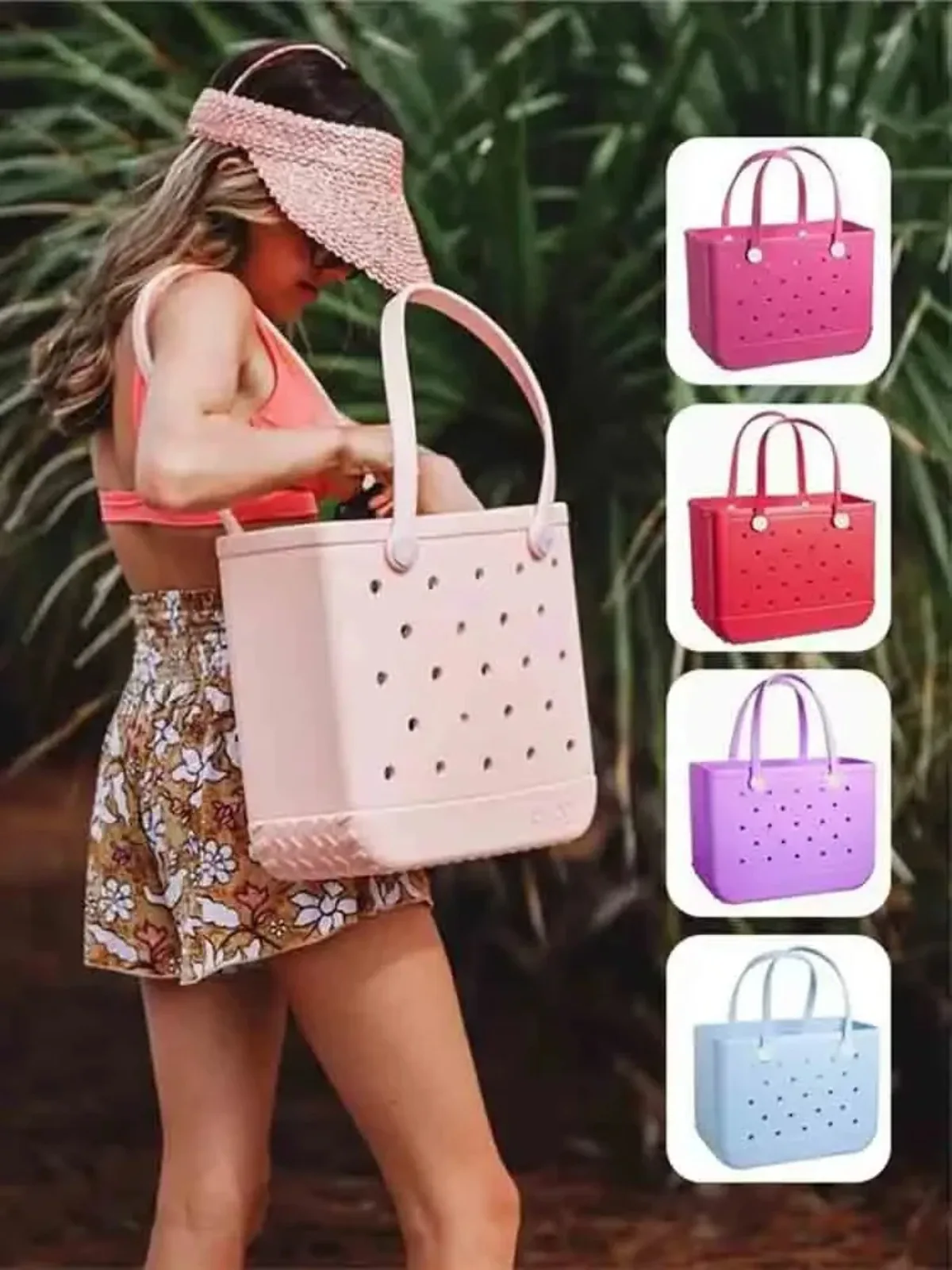 Beach Bag Women Shoulder Handbag BOGE EVA Fashion Waterproof Summer bogg bag Basket Mini Kid Shopping Shoulder Bag Toy Storage