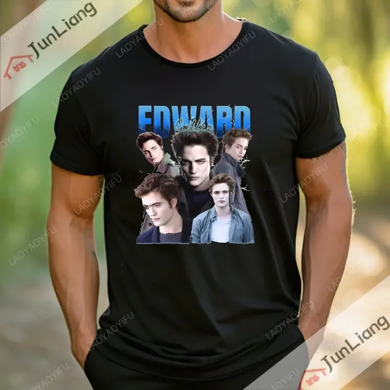 I Love Edward Cullen - Twilight Print T-shirt for Men and Women Fashion Couple Oversized Short Sleeved Street Shirt