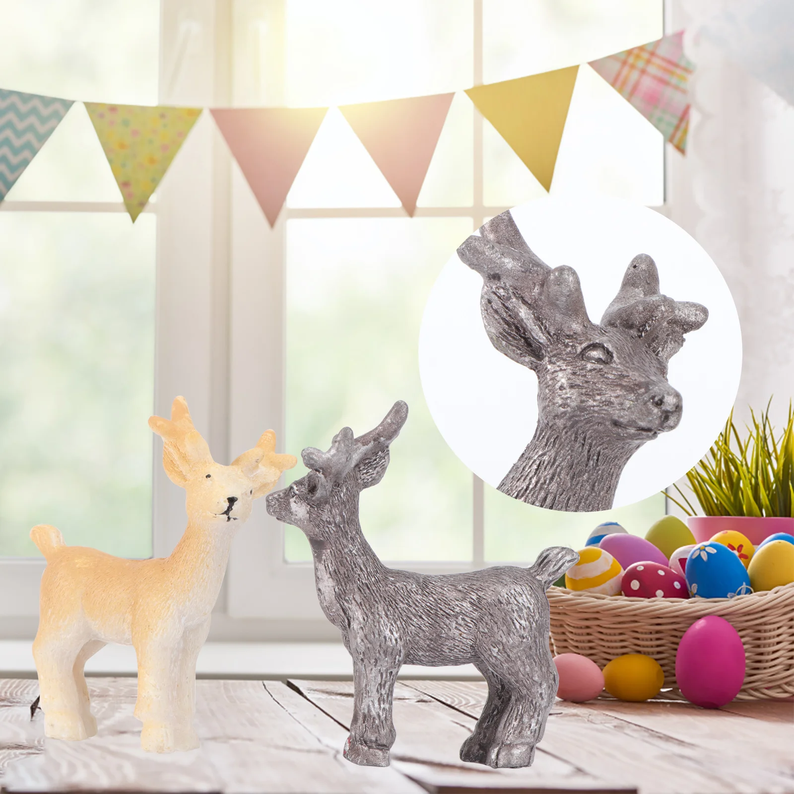 

2 Pcs Elk Ornament Micro Landscape Accessory Resin Animal Festival Adornment Static Solid