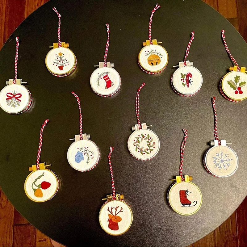 ABPQ-Jolly And Bright Hand Embroidery Ornaments Kit,Christmas Embroidery Kit,Festival Ornament Kits