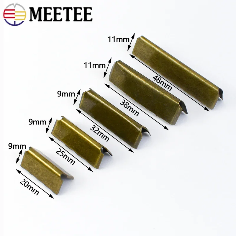 100Pcs Belt Webbing End Clip Buckle 20-60mm Metal Bag Strap Tail Decor Clasp Handbag Leather Crafts Stopper Hardware Accessories