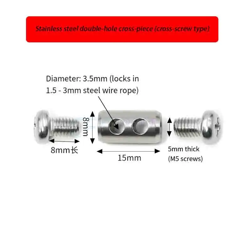 316 Stainless Steel Wire Rope Clip Cable Clamp U Clamp Wire Lock Holder Double Hole Clip Fastener Adjustable Heavy Duty