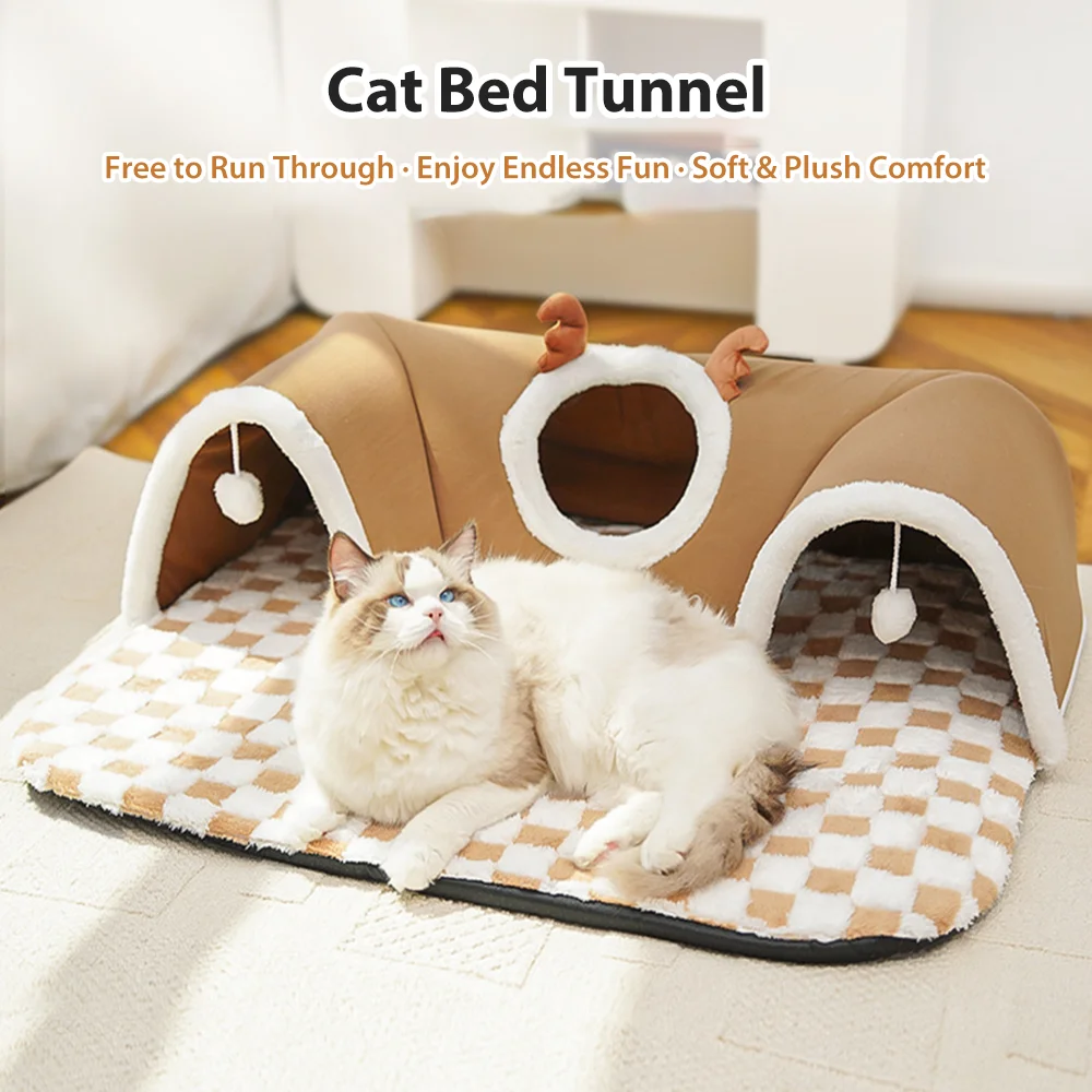

Cat Bed Tunnel Cat Play Tunnel Warm Shelter Tent House Toys for Dog Pet Animal Indoor Outdoor Wall-Corner Games Outside