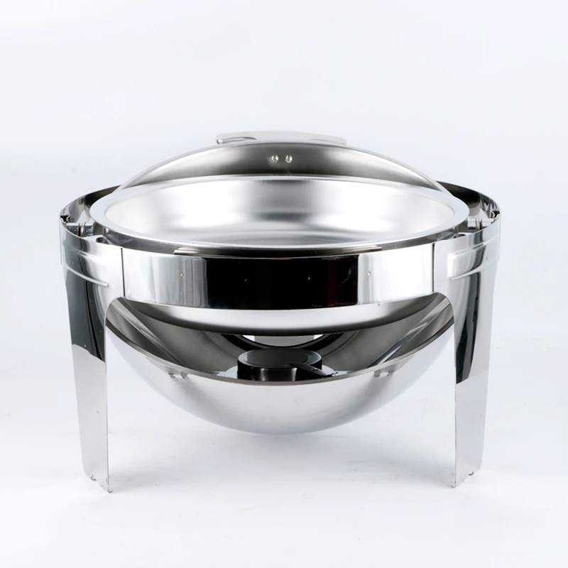 Large Stainless Steel Chafing Dish Gold 6.5L Big Roll Top Round Catering Chafing Dish Food Warmer