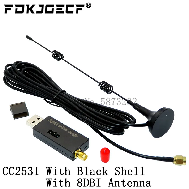 Zigbee 에뮬레이터 CC-디버거 USB 프로그래머 CC2531 CC2540 스니퍼(8DBI 안테나 포함) Bluetooth 모듈 커넥터 다운로더 케이블