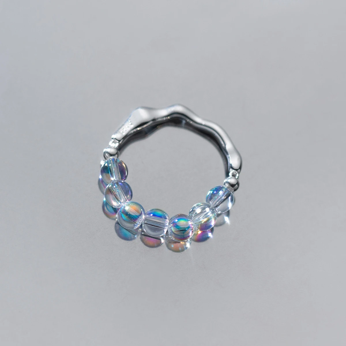 Modian 925 Sterling Silver Irregular Crystal Sparkling Adjustable Finger Ring for Women Anniversary Gift Fine Jewelry Free Size
