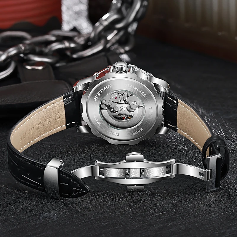 Новые мужские часы со скелетом, автоматические механические часы с турбийоном, лучший бренд, светящиеся водонепроницаемые спортивные часы из нержавеющей стали DULUNWE