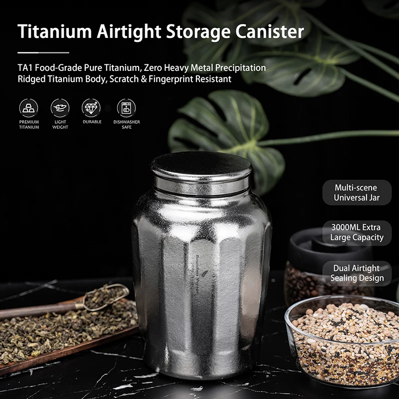 Boundless Voyage 3L Titan-Vorratsbehälter, langlebige Lebensmittelaufbewahrungsdose für Getreide, Nüsse, Kaffeebohnen, Tee, Müsli Ti3212A – Detail 6
