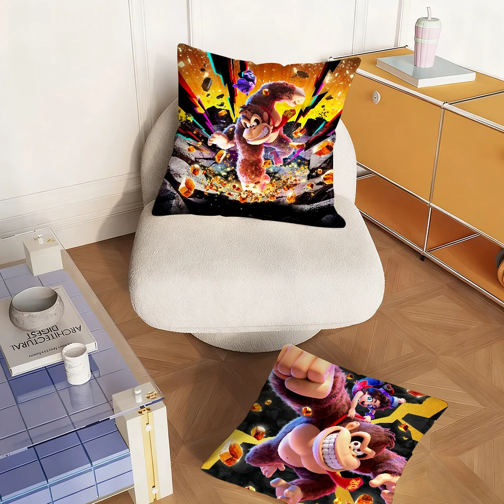 Fun Game D-Donkey K-Kong-Bananza Pillow Case Bedroom Sofa Living Room Backrest Decoration Square Cushion Nap Time