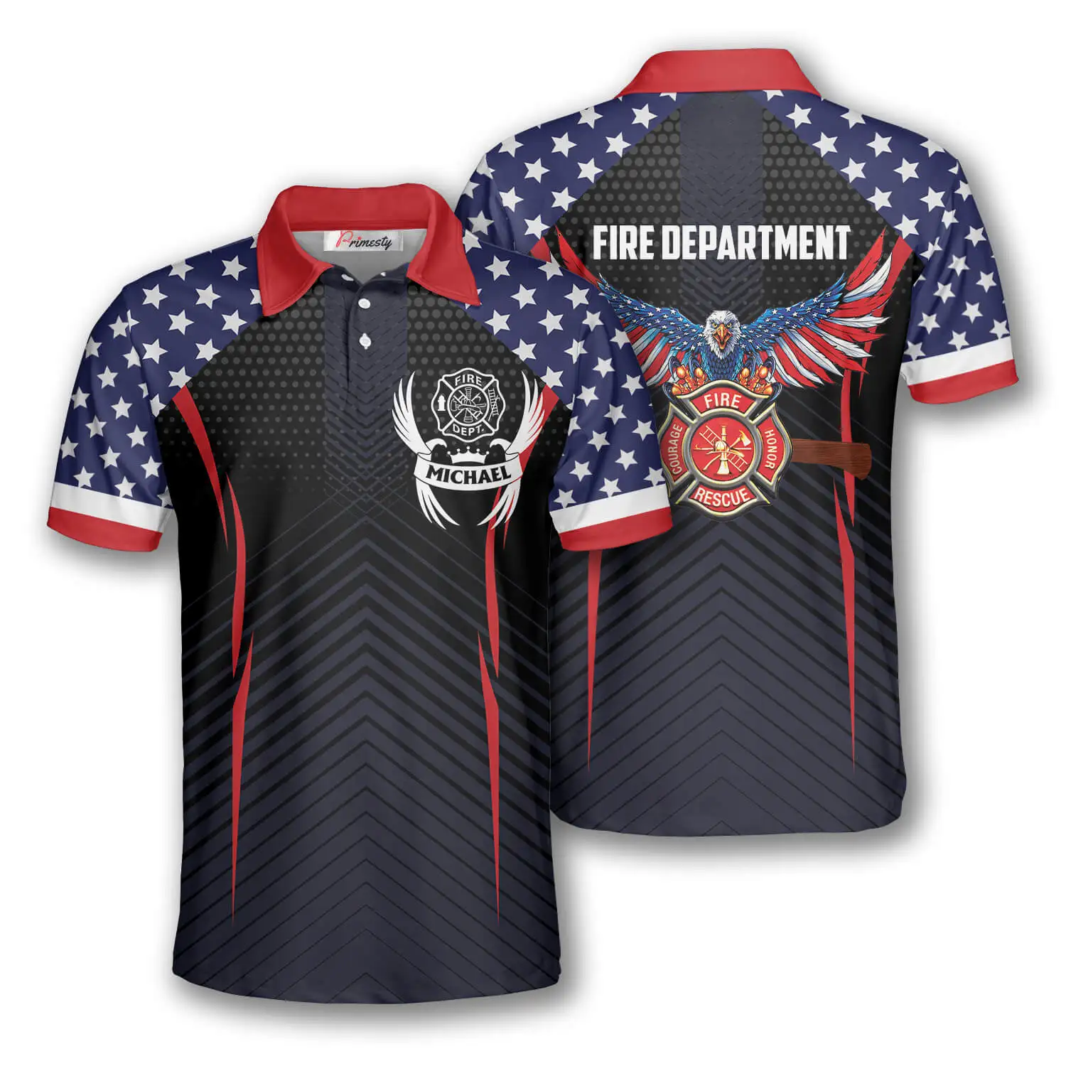 

Tiki summer new firefighter pattern American flag custom men's firefighter polo shirt 3d print shirt short sleeve men's shirt me