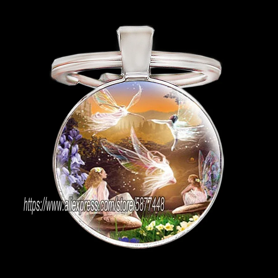 Animal Keychain Black Cat Horse Dragon Butterfly Glass Cabochon Key Chain Hedgehog Dragonfly and Moon Key Ring Pendant Keyring
