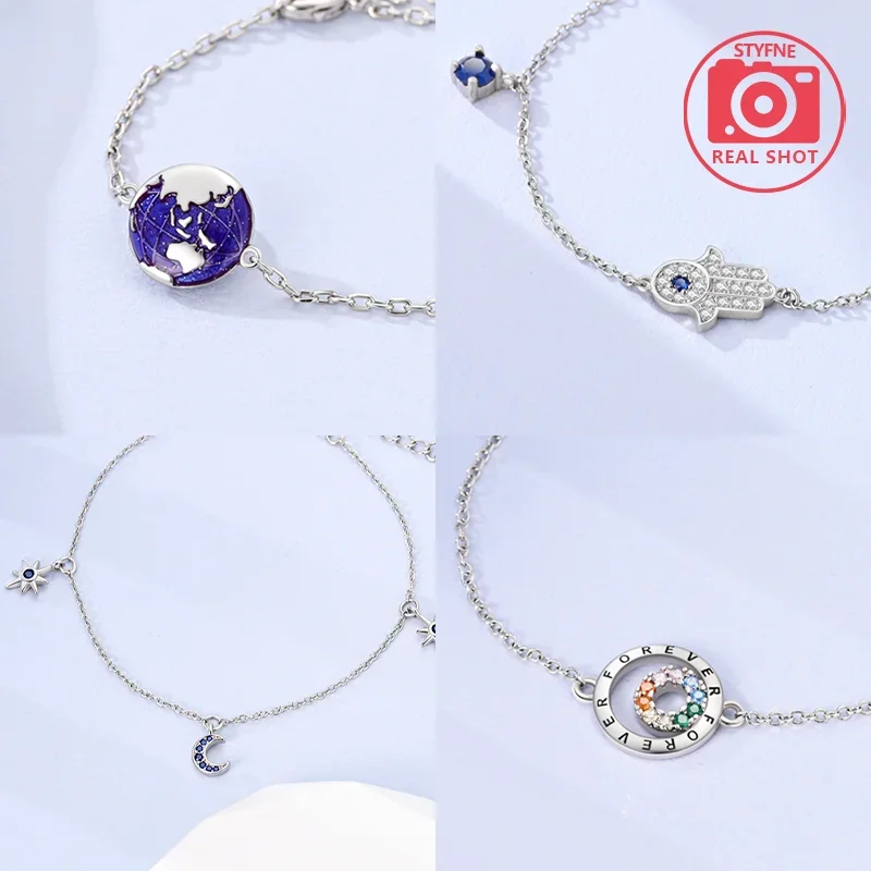 S925 Zilver Verstelbare Maat Chain Link Armband voor Vrouwen Veer Vlinder Ster Levensboom Bloem Hart Charme Sieraden Armbanden