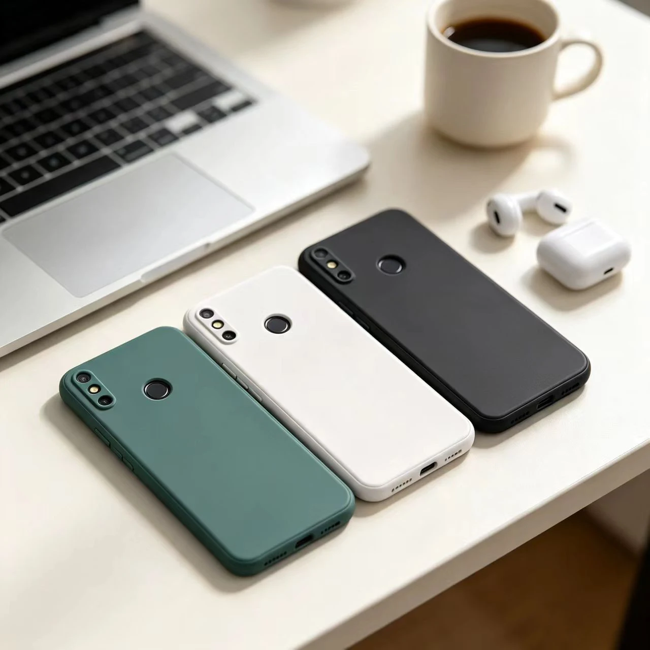 Luxuriöse quadratische Silikon-Handyhülle für Huawei Y6P, Kameraschutz, stoßfeste Abdeckung, Huawei Y6P 2020, matte, weiche Hülle