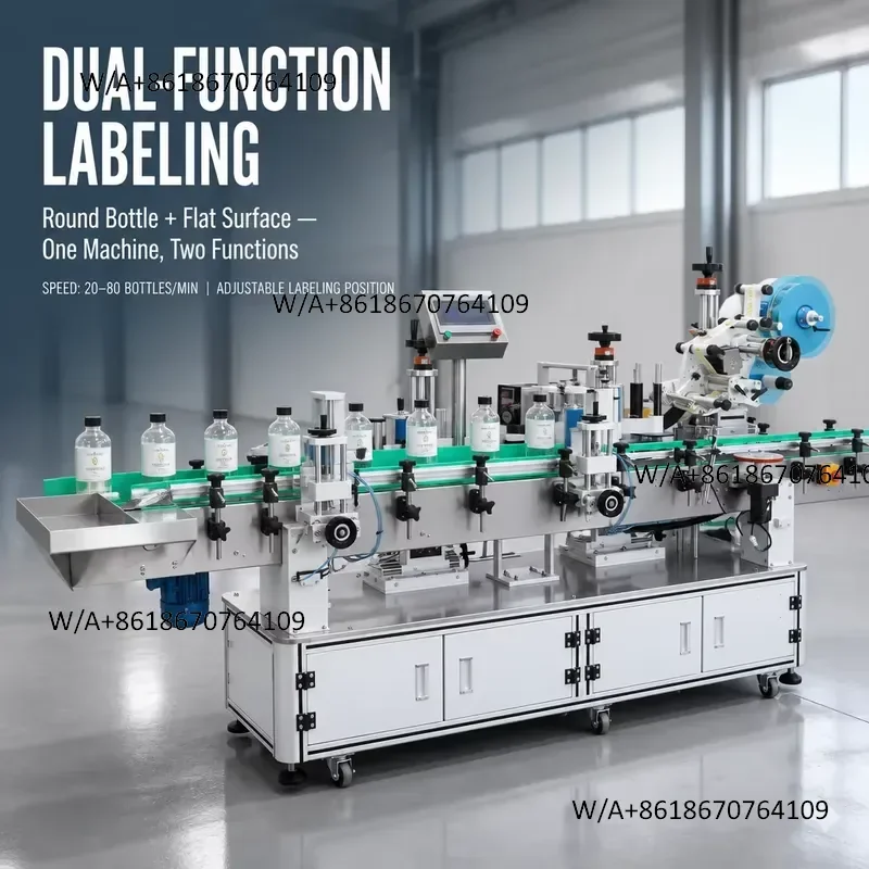 Automatic Round Bottle & Surface Dual Use Sticker Labeling Machine for Cans Jars Boxes Packaging Equipment