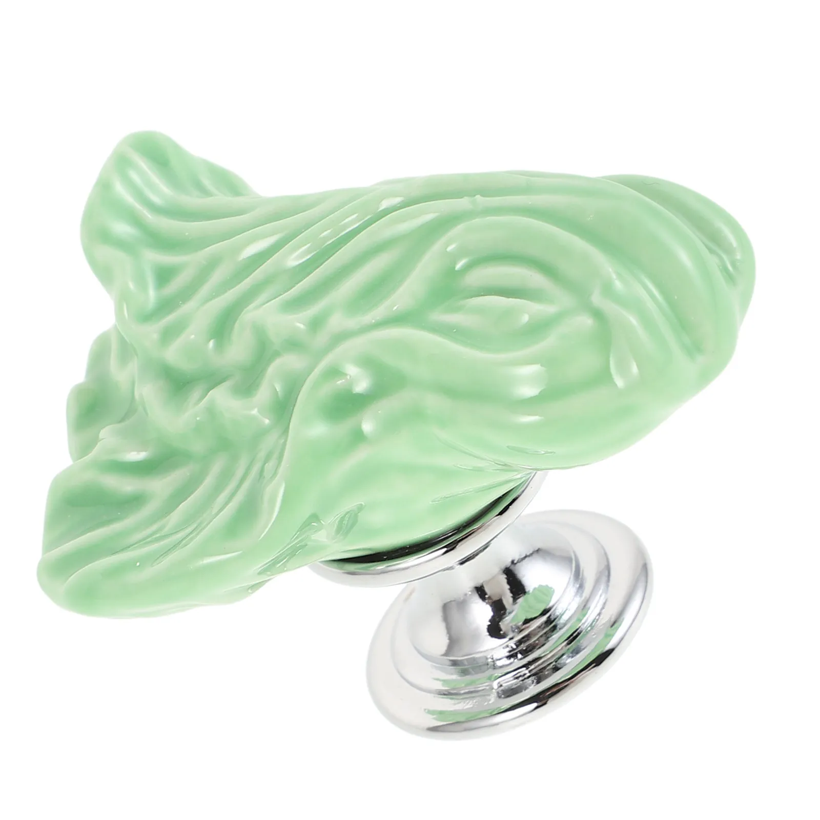 Green Ceramic Cartoon Door Knobs for Children's Wardrobe Cabinets Drawers Single Hole Easy Install Whimsical Decorative Cabinet