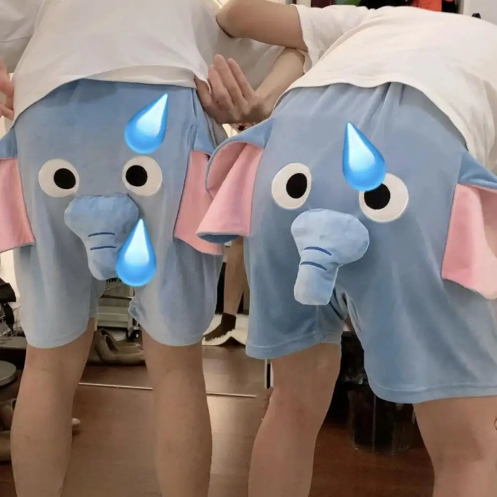 Women Elephant Pajama Shorts Men Sleep Trunks Cute Cartoon Plush Pyjama Shorts Couple Men's Sleep Bottoms Shot Pants Loungewear