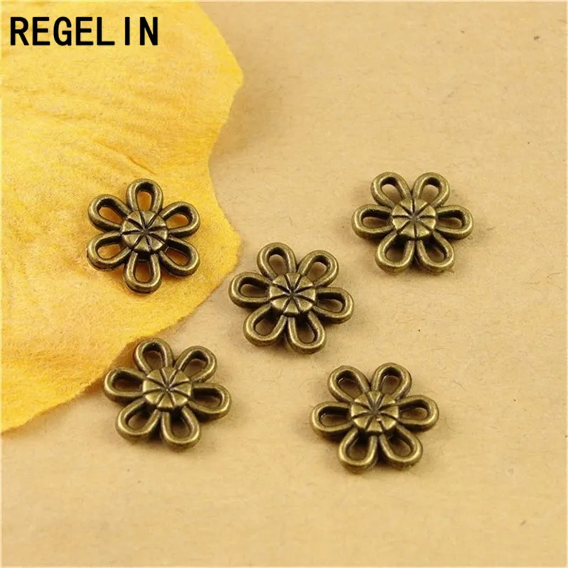 REGELIN Jewelry Connector Retro Vintage Flower Connector 50pcs/lot 12mm for Handmade Bracelets Necklace DIY jewelry accessories