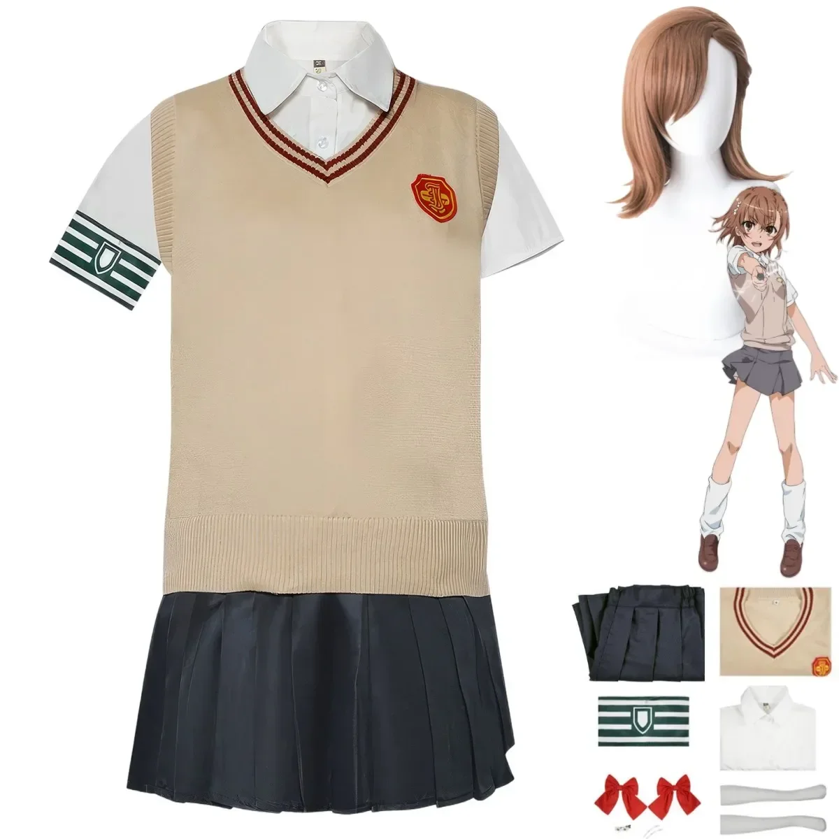 Anime Certain Scientific Railgun Misaka Mikoto Cosplay Costume A Certain Magical Index Wig School Uniforms Woman Lovely Suit