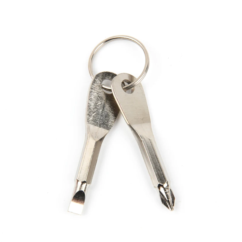 Portable Phillips Slotted Screwdriver Key Ring Keyring Outdoor Multi Mini Pocket Repair Tool Gadget Screw Driver