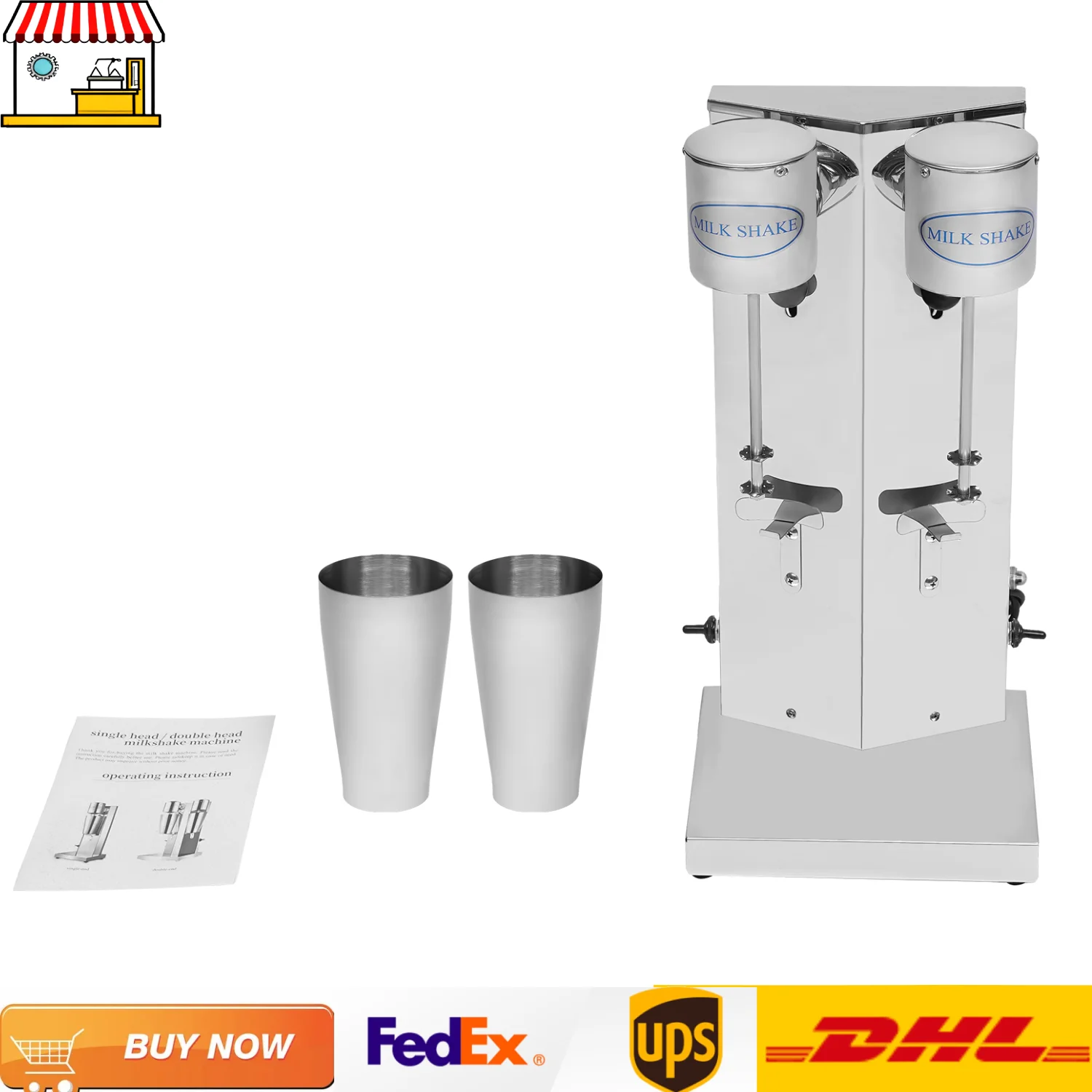 

Dual-Head Milkshake Maker| Stainless Steel 800ML Double Cups MilkShaking Machine Bubble Boba Drink Mixer