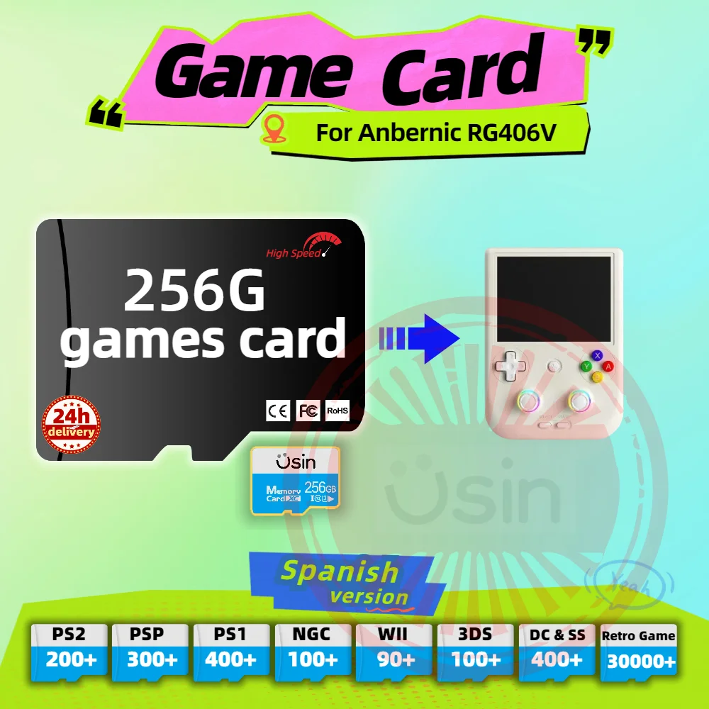 Memory Game Card For Anbernic RG406V Spanish version Retro PS2 PSP Games Android Gaming portable Console SD TF H-speed 256G