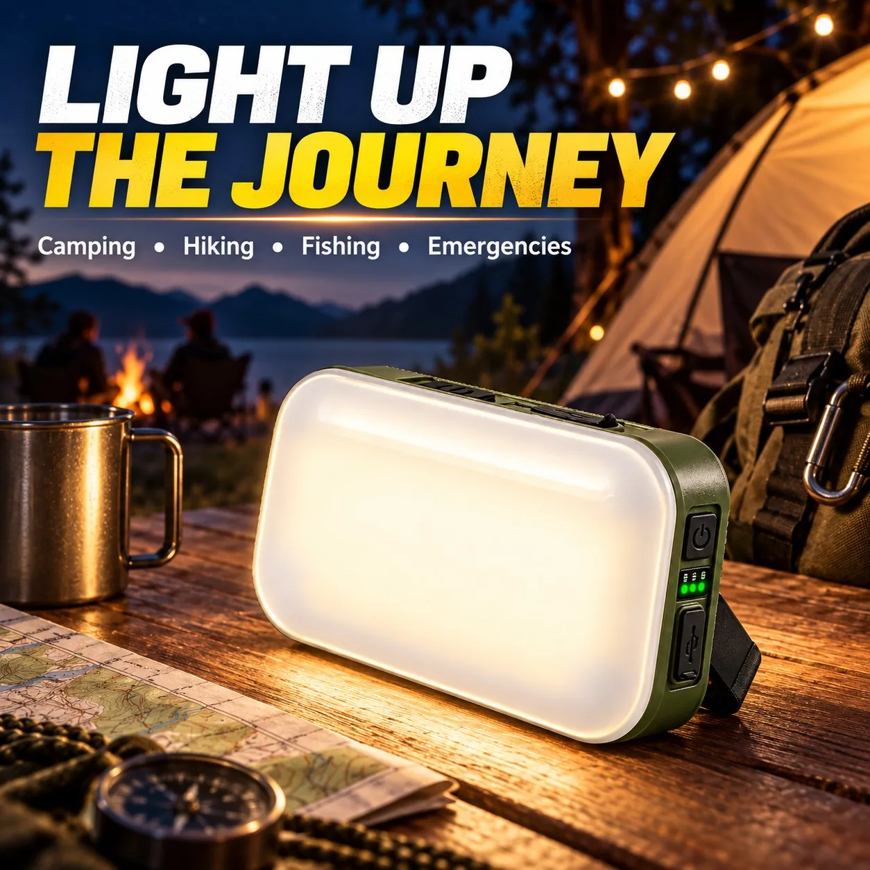 Portable LED Camping Light, 5 Modes USB-C Rechargeable Tent Lamp with Magnetic Mount for Outdoor Emergency