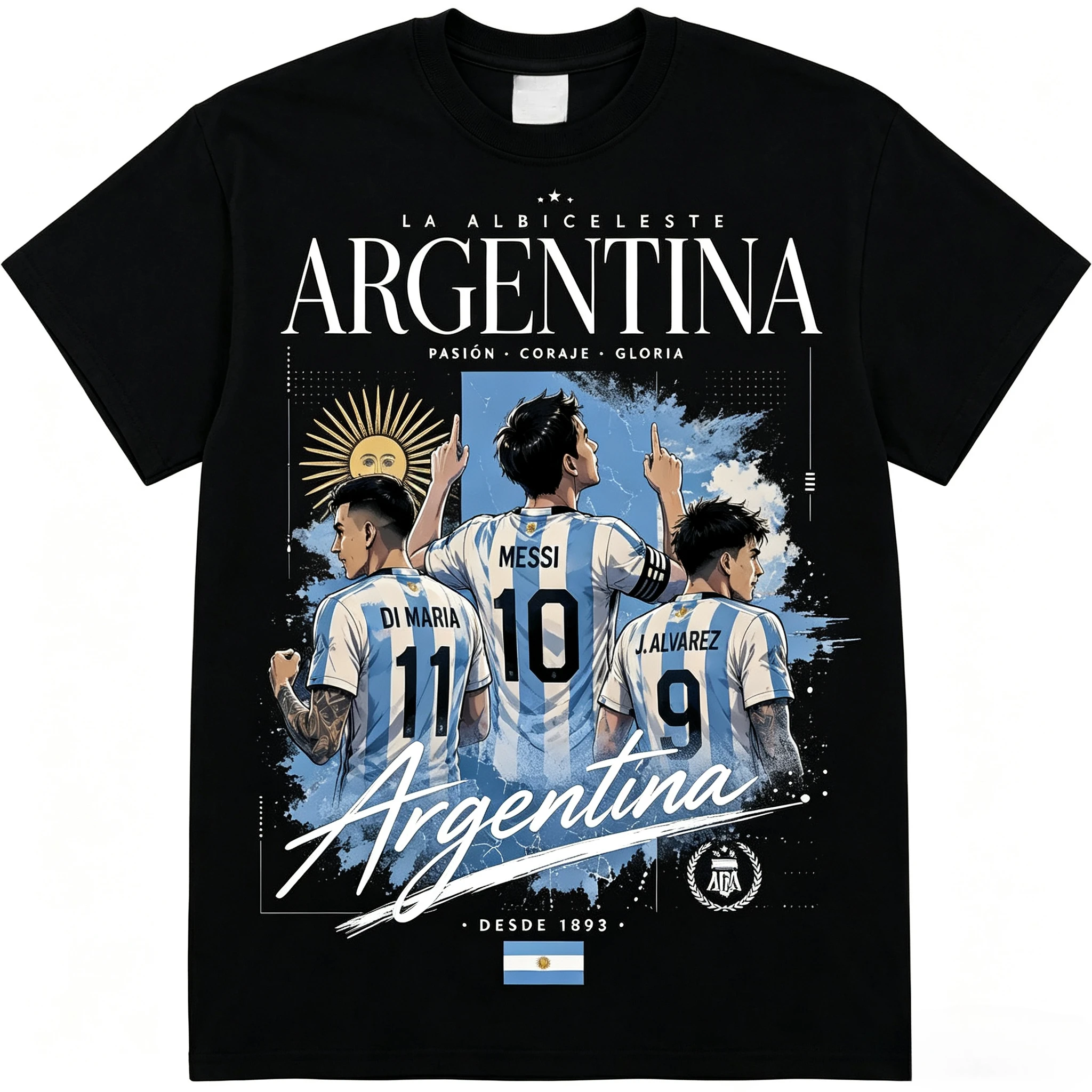 Unisex Argentina La Albiceleste Graphic T Shirt Messi Di Maria Alvarez World Cup Soccer Football Fan Gift Tee