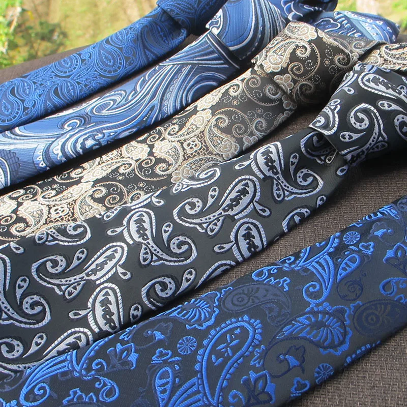 vendita all'ingrosso per affari vintage kaki tie-dye cravatta estetica uniforme britannica cravatta blu caffè sottile paisley 7 cm uomo crava