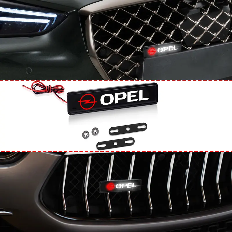 LED Front Hood Grille Emblem Badge Decorative Car Light For Opel Adam Ampera Corsa Insignia Karl Rocks-e Astra Mokka Combo Monza